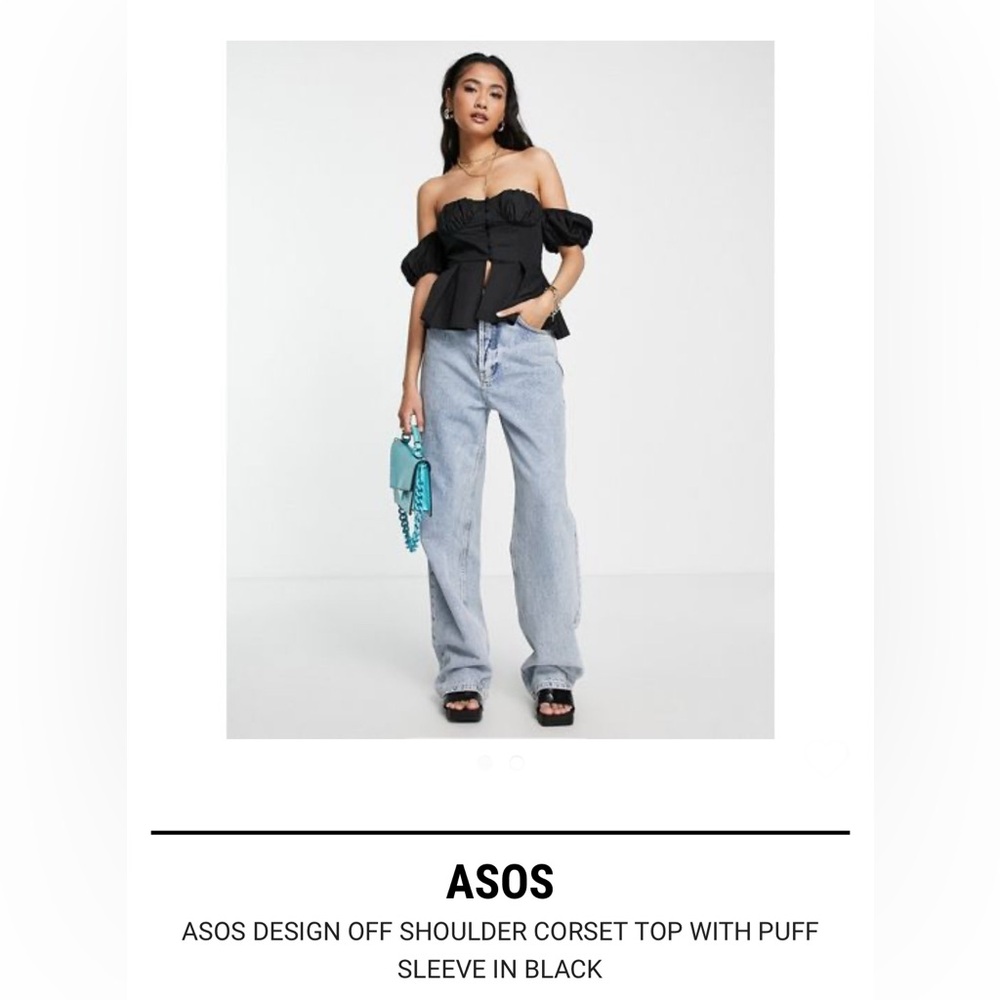 ASOS Black Off Shoulder Corset Top SZ 0